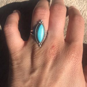 Lovely Sterling Silver and Turquoise Ring Size 7